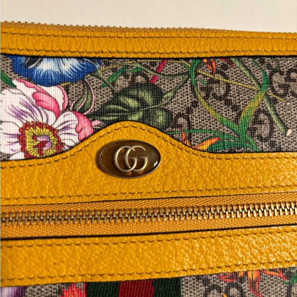 Gucci Ophidia Floral Gg Pouch In Brown Canvas And Leather - Picture 4 of 12